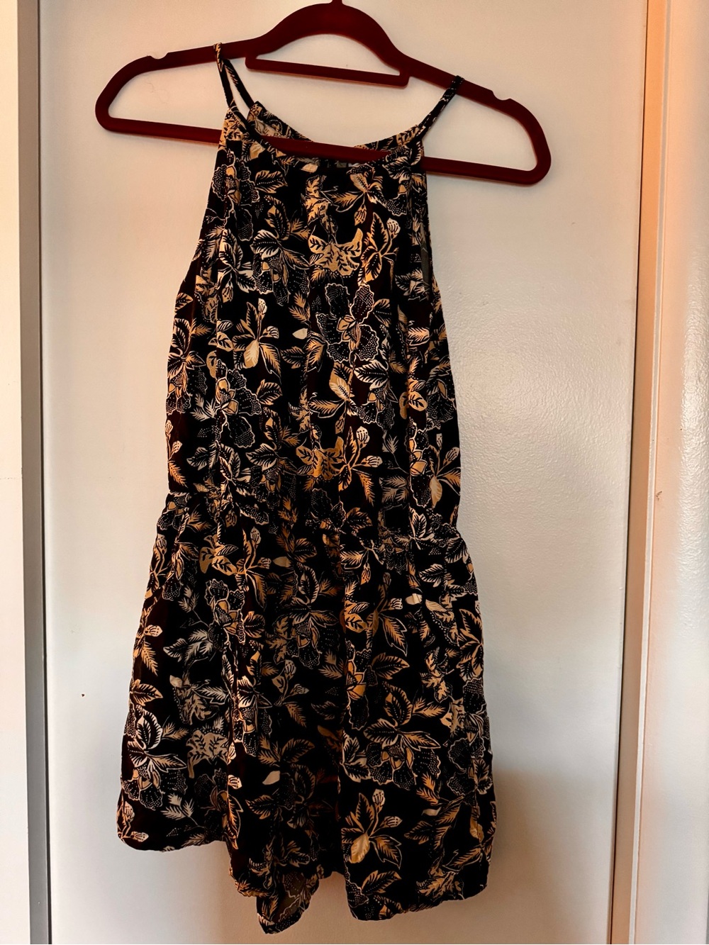 Old Navy Black Floral Halter Romper